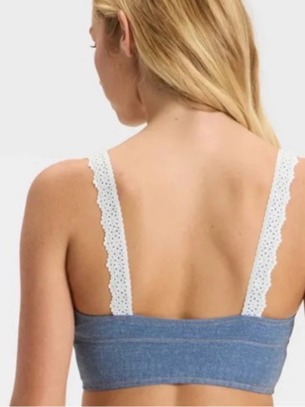 Colsie Blue Denim Lace Trim Bralette size XL - Picture 2 of 10